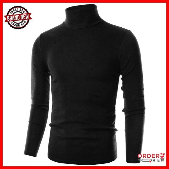 Men's Slim Fit Turtleneck Sweater 100% Cotton Lightweight Pullover